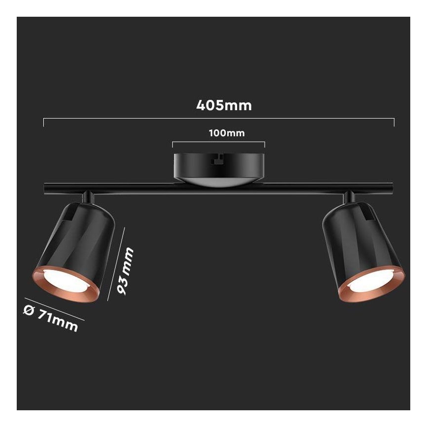 Foco LED 2xLED/5W/230V 3000K negro