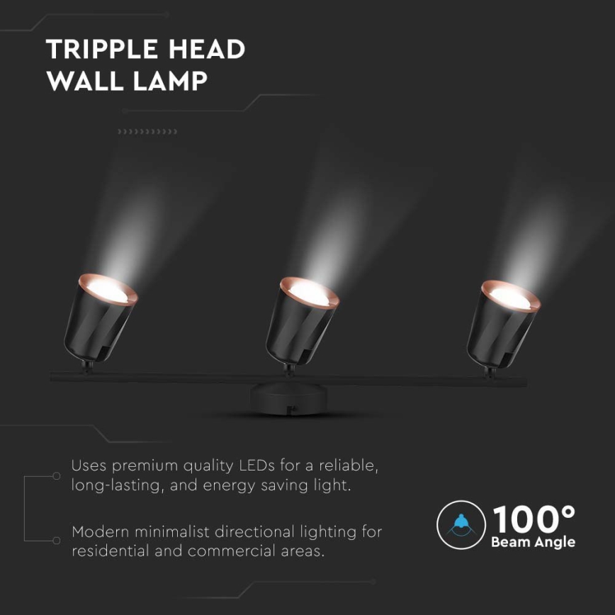 Foco LED 3xLED/5W/230V 4000K negro