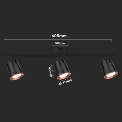 Foco LED 3xLED/5W/230V 4000K negro