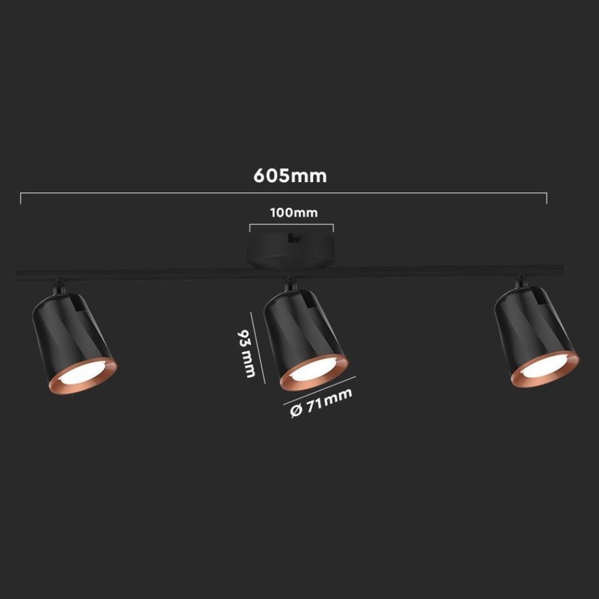 Foco LED 3xLED/5W/230V 4000K negro