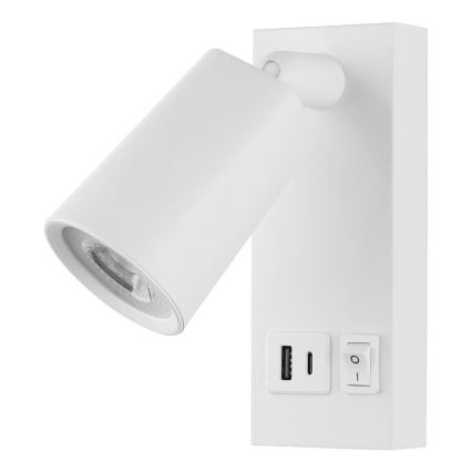 Foco LED de pared con USB CHARGE LED/5W/230V blanco