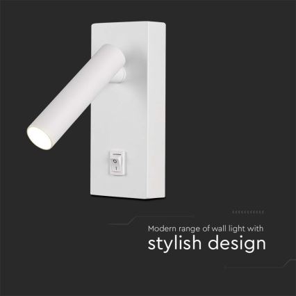 Foco LED de pared con interruptor LED/2W/230V 3000K blanco+