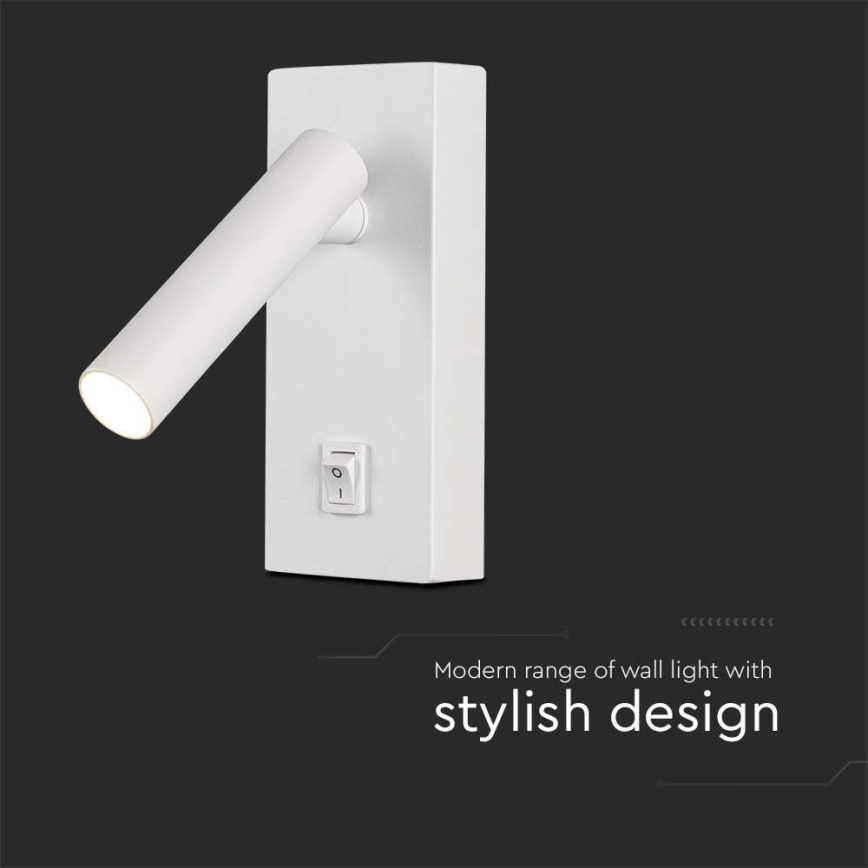 Foco LED de pared con interruptor LED/2W/230V 3000K blanco+