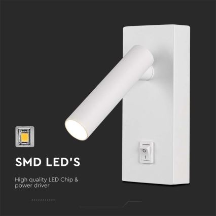 Foco LED de pared con interruptor LED/2W/230V 3000K blanco+