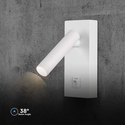 Foco LED de pared con interruptor LED/2W/230V 3000K blanco+