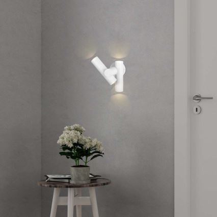 Foco LED de pared para exteriores 2xLED/3W/230V 3000K IP44 blanco