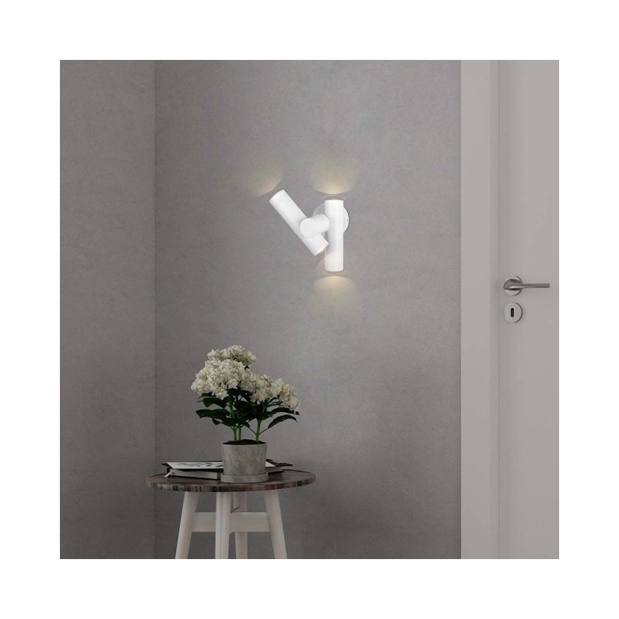 Foco LED de pared para exteriores 2xLED/3W/230V 3000K IP44 blanco