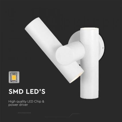 Foco LED de pared para exteriores 2xLED/3W/230V 3000K IP44 blanco