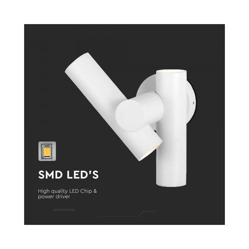 Foco LED de pared para exteriores 2xLED/3W/230V 3000K IP44 blanco