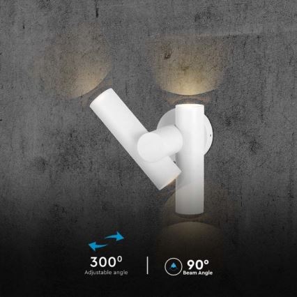 Foco LED de pared para exteriores 2xLED/3W/230V 3000K IP44 blanco