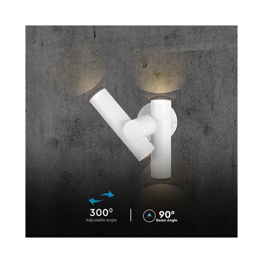 Foco LED de pared para exteriores 2xLED/3W/230V 3000K IP44 blanco