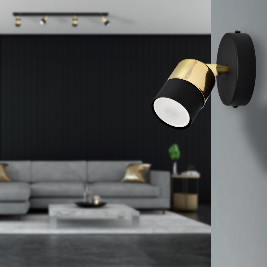 Foco LED de pared TUBSSON 1xGU10/4,8W/230V negro/dorado