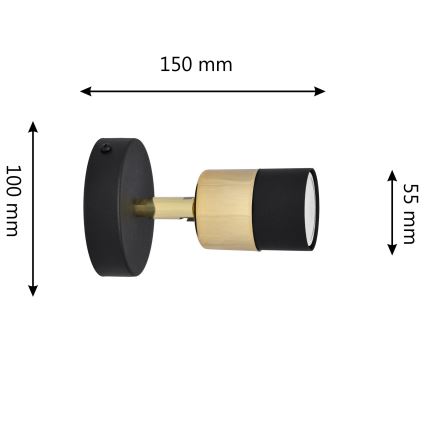 Foco LED de pared TUBSSON 1xGU10/4,8W/230V negro/dorado