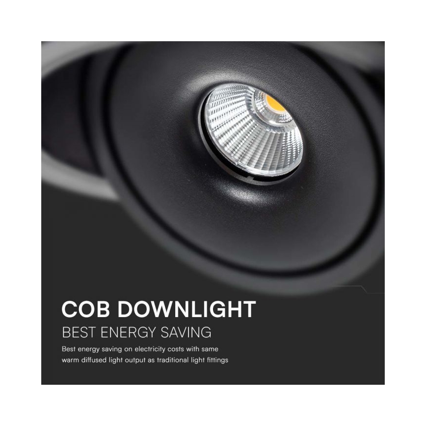 Foco empotrable LED de techo LED/12W/230V 3000/4000/6400K Ø 12 cm negro