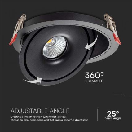 Foco empotrable LED de techo LED/12W/230V 3000/4000/6400K Ø 12 cm negro