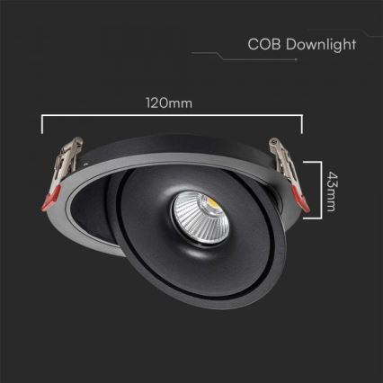 Foco empotrable LED de techo LED/12W/230V 3000/4000/6400K Ø 12 cm negro