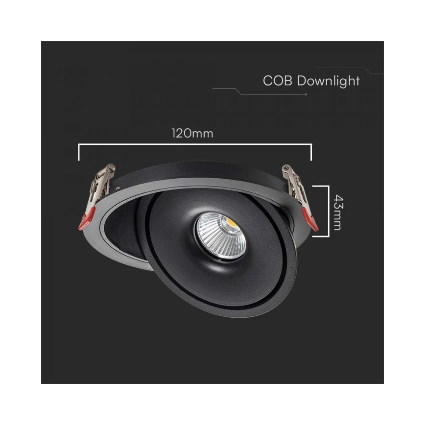 Foco empotrable LED de techo LED/12W/230V 3000/4000/6400K Ø 12 cm negro