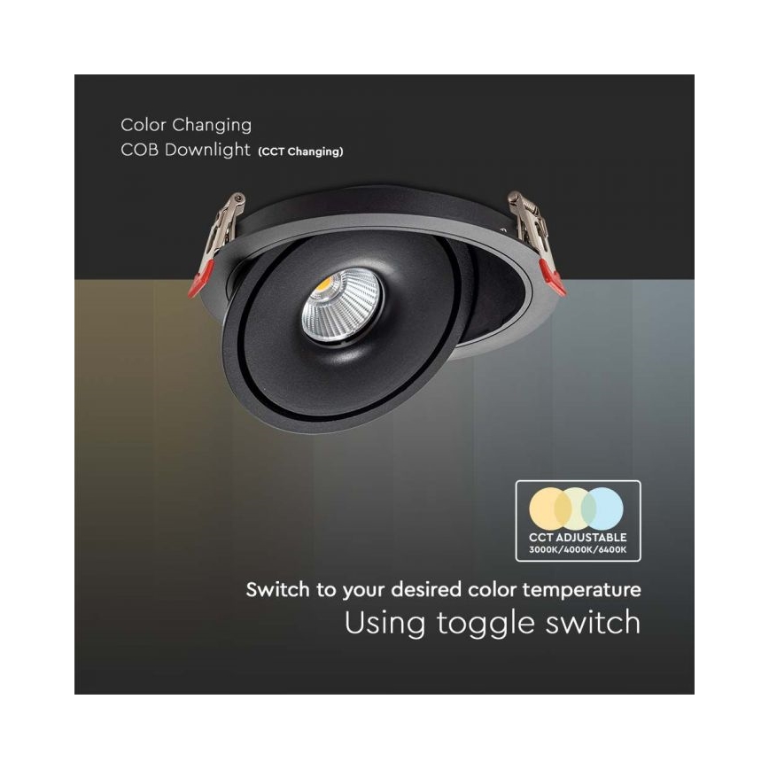 Foco empotrable LED de techo LED/20W/230V 3000/4000/6400K Ø 16,5 cm negro