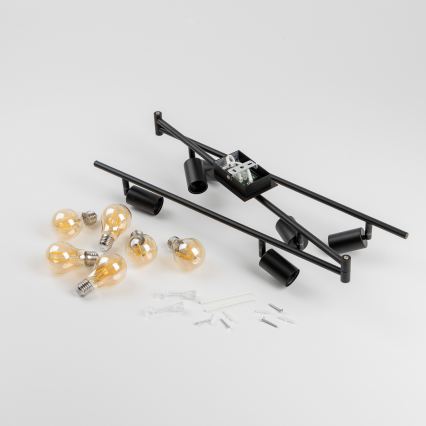 Foco LED empotrable 6xE27/6,5W/230V negro