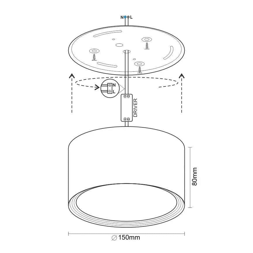 Foco LED LED/17W/230V 4000K diá. 15 cm blanco