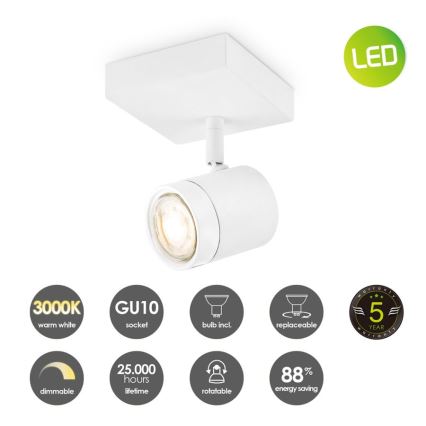Foco LED regulable MANU 1xGU10/5,8W/230V blanco