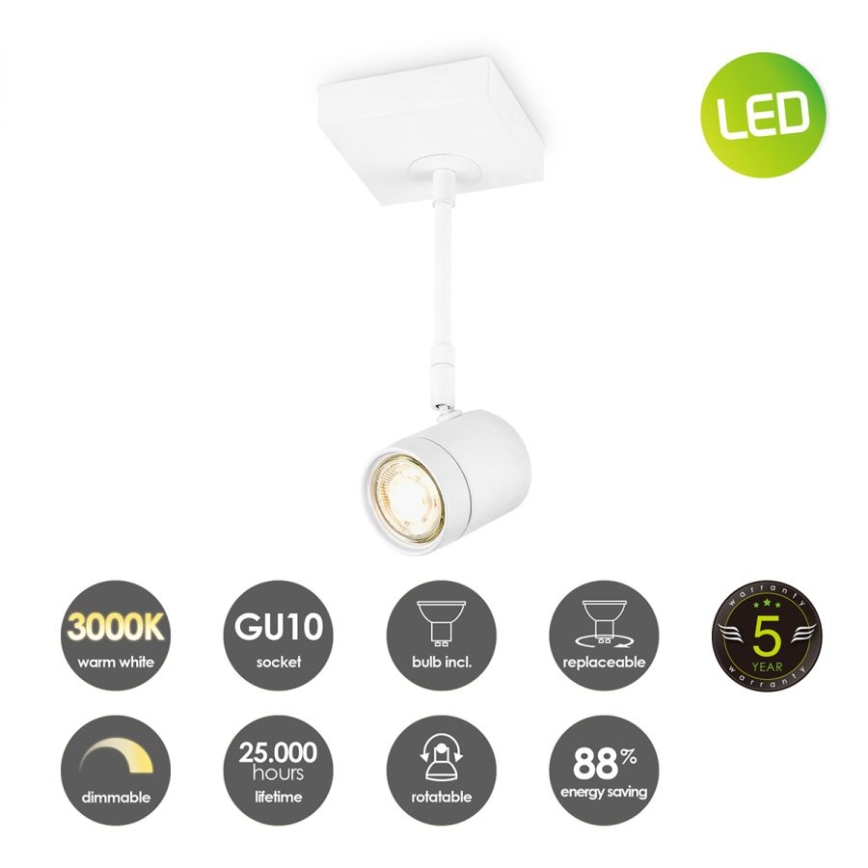 Foco LED regulable MANU 1xGU10/5,8W/230V blanco