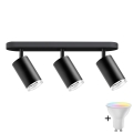 Foco LED RGBW regulable para baño TURYN 3xGU10/6W/230V 3000K Wi-Fi IP44 negro