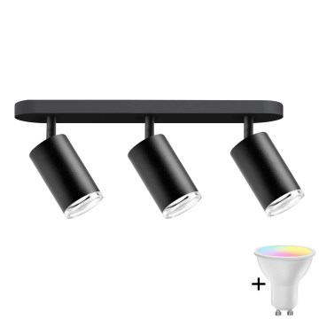 Foco LED RGBW regulable para baño TURYN 3xGU10/6W/230V 3000K Wi-Fi IP44 negro