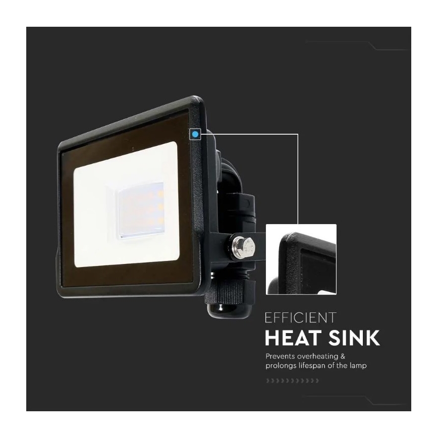 Foco LED con conexión directa CHIP SAMSUNG LED/10W/230V IP65 6500K negro