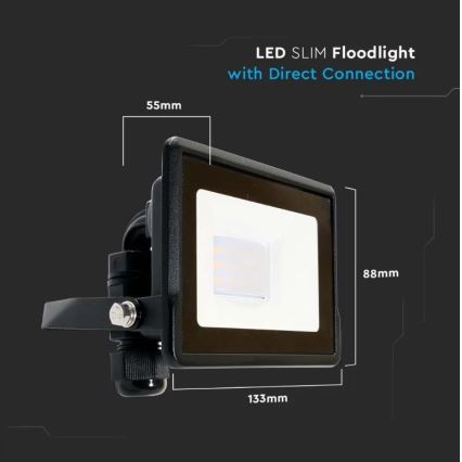 Foco LED con conexión directa CHIP SAMSUNG LED/10W/230V IP65 6500K negro