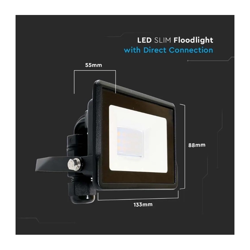 Foco LED con conexión directa CHIP SAMSUNG LED/10W/230V IP65 6500K negro
