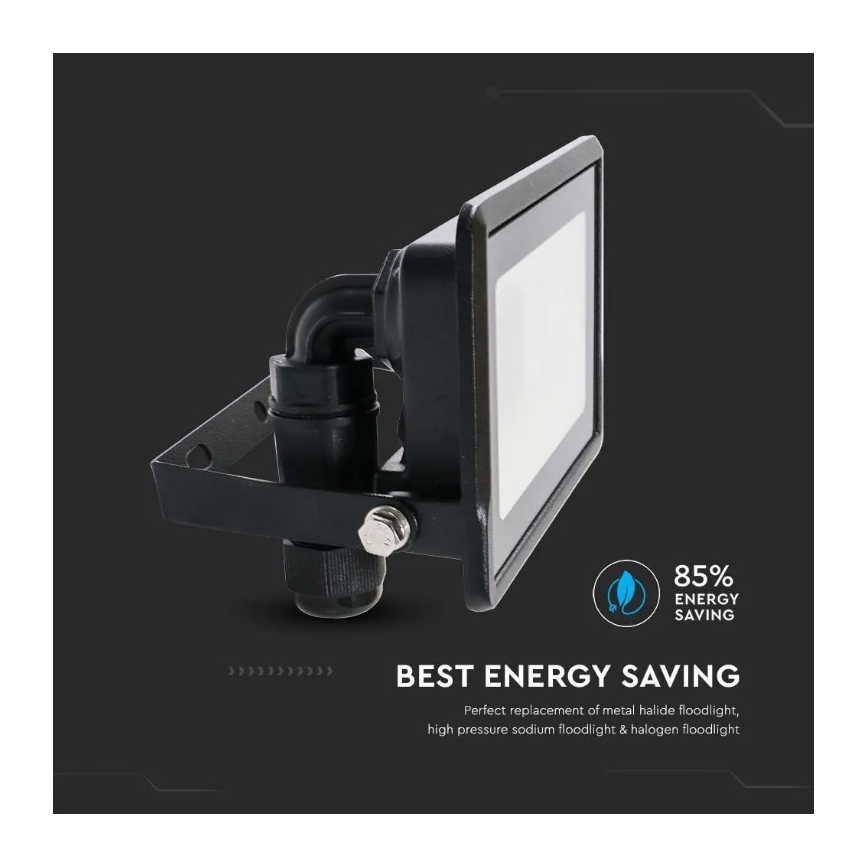 Foco LED con conexión directa CHIP SAMSUNG LED/10W/230V IP65 6500K negro