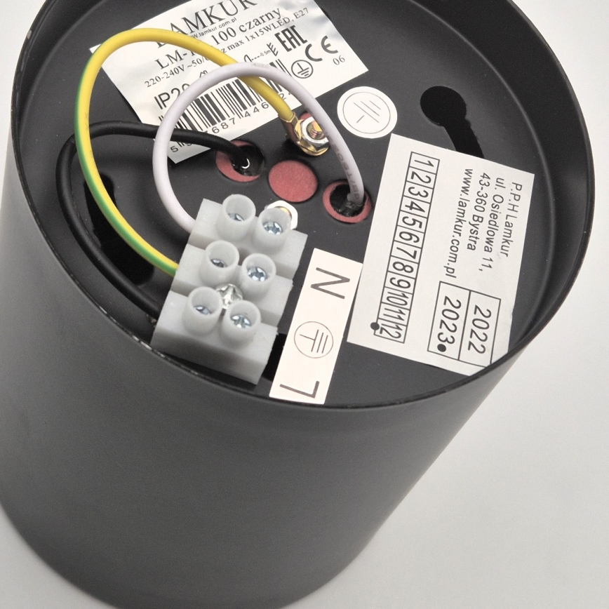 Lámpara empotrable LED TACO 1xE27/15W/230V negra