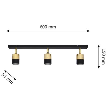 Foco LED TUBSSON 3xGU10/4,8W/230V negro/dorado