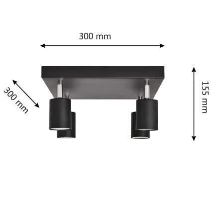 Foco LED TUNE 4xGU10/4,8W/230V negro