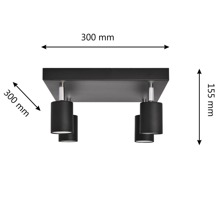 Foco LED TUNE 4xGU10/4,8W/230V negro