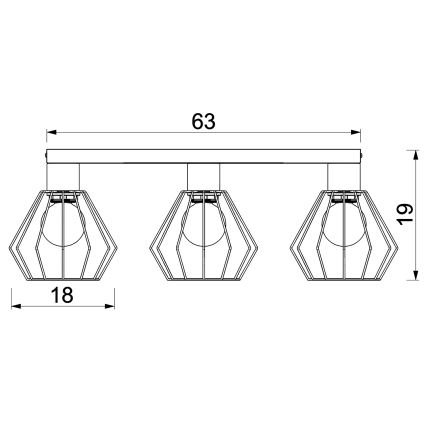 Foco LETI 3xE27/15W/230V negro