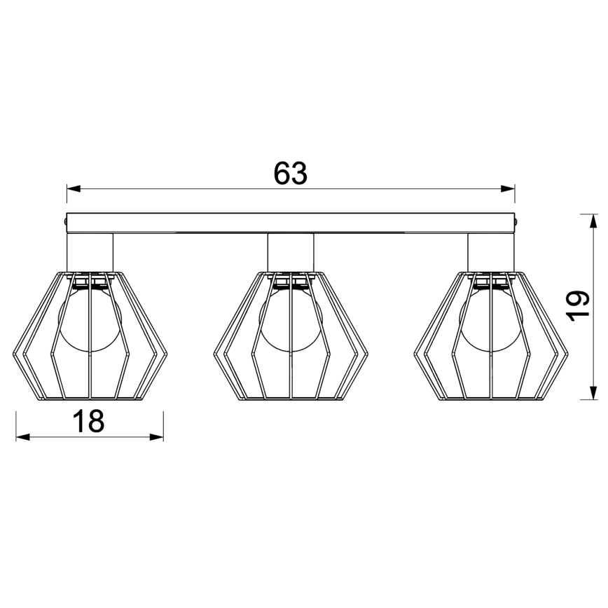 Foco LETI 3xE27/15W/230V negro