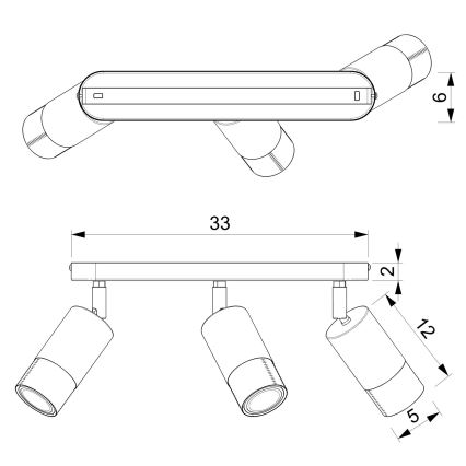 Foco LINK 3xGU10/8W/230V negro/latón