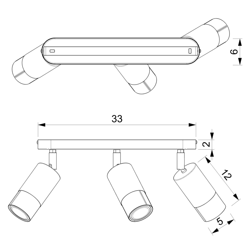 Foco LINK 3xGU10/8W/230V negro/latón