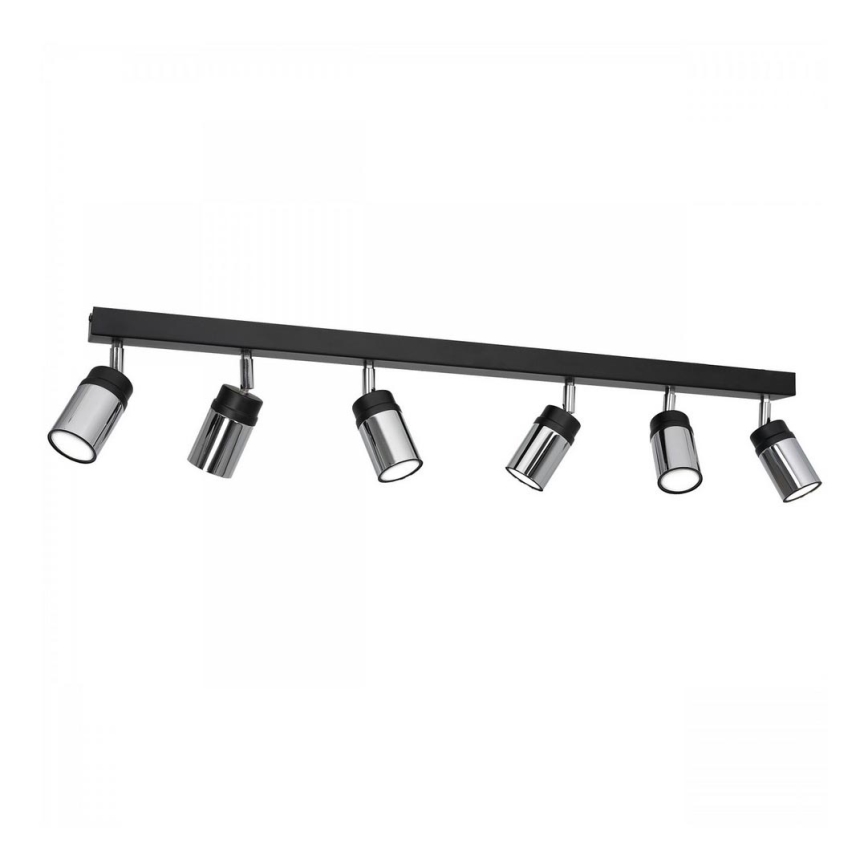 Foco NEST 6xGU10/8W/230V negro/cromo brillante