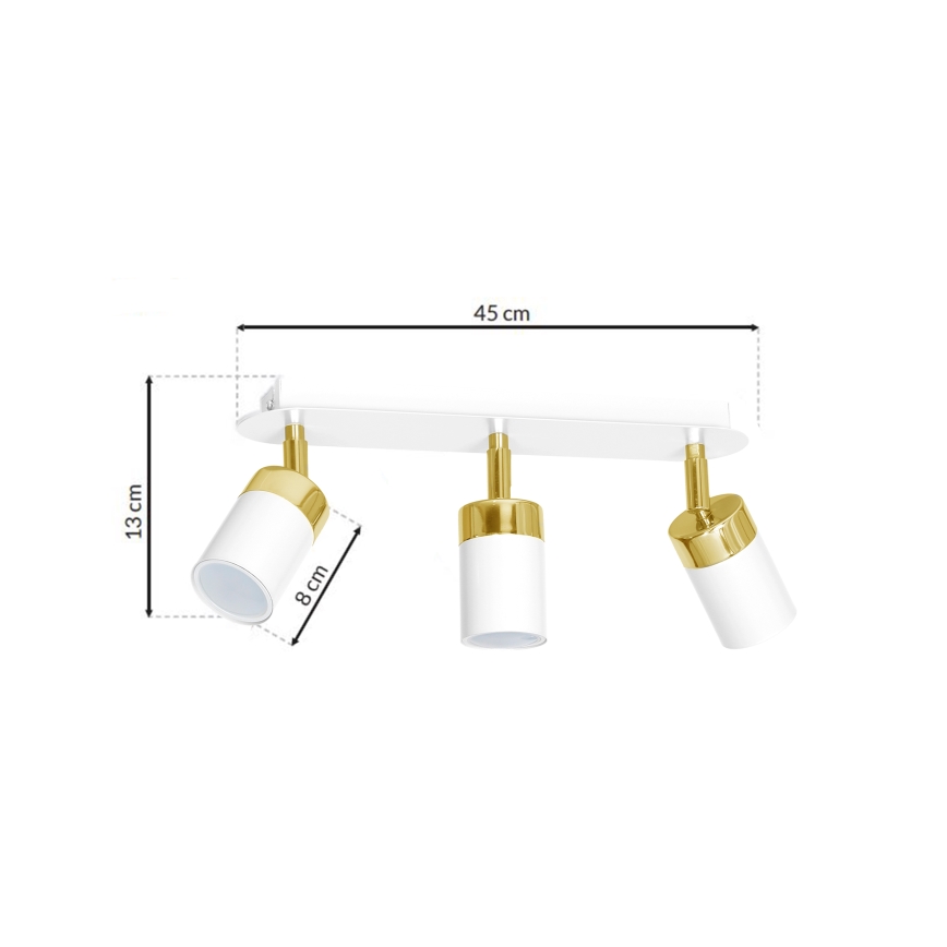 Foco orientable de techo JOKER 3xGU10/25W/230V blanco/dorado
