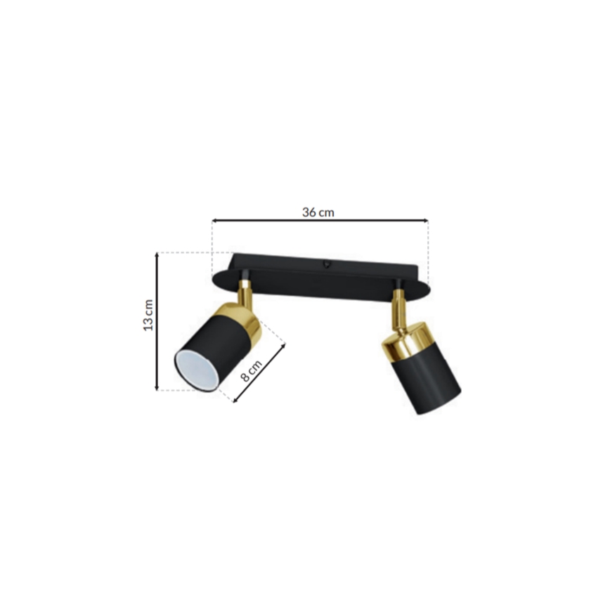 Foco orientable JOKER 2xGU10/25W/230V negro/dorado