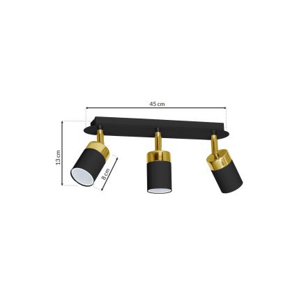 Foco orientable JOKER 3xGU10/25W/230V negro/dorado