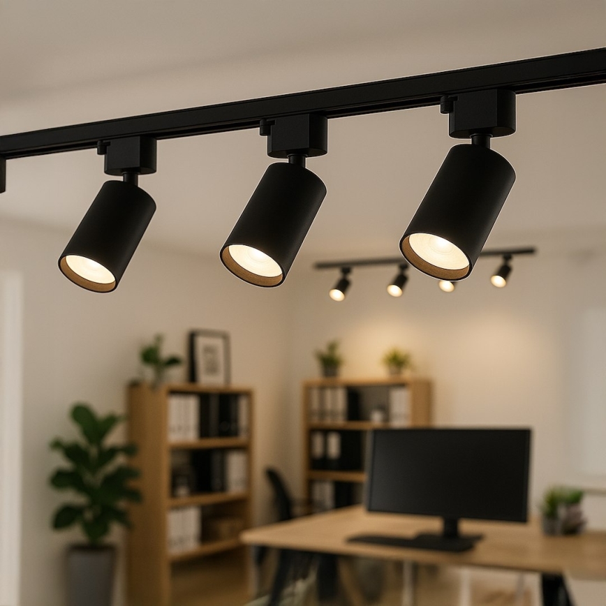 Foco orientable para sistema de riel monofásico TIGER 1xGU10/10W/230V negro