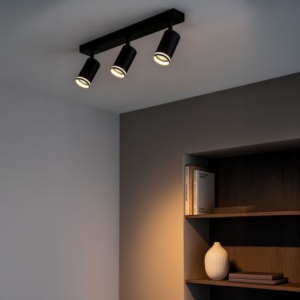 Foco orientable PIPE 3xGU10/10W/230V negro