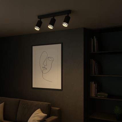 Foco orientable PIPE 3xGU10/10W/230V negro