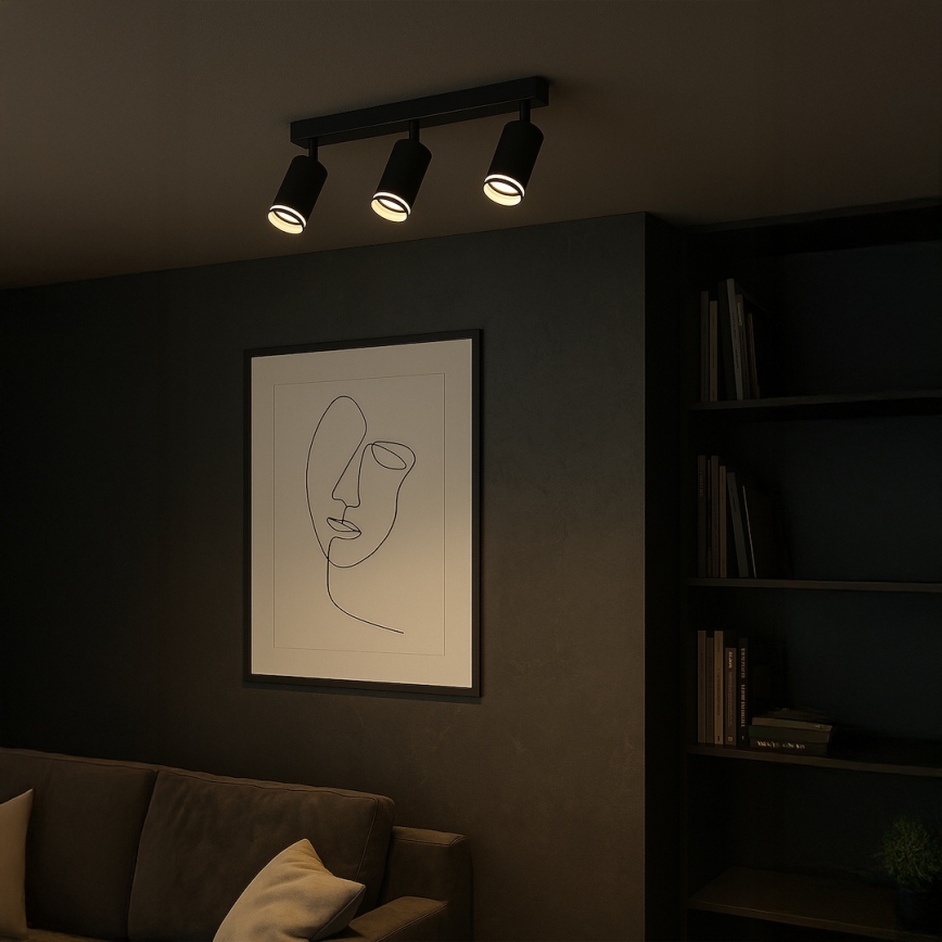 Foco orientable PIPE 3xGU10/10W/230V negro