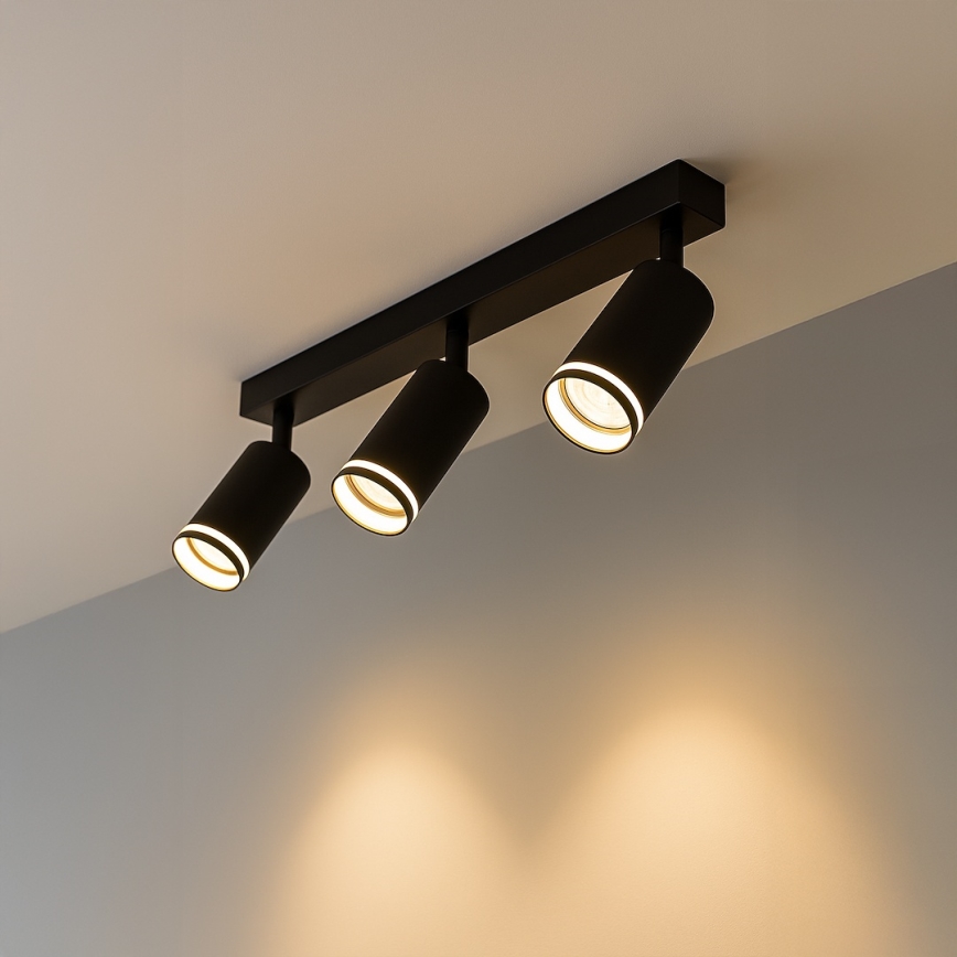 Foco orientable PIPE 3xGU10/10W/230V negro