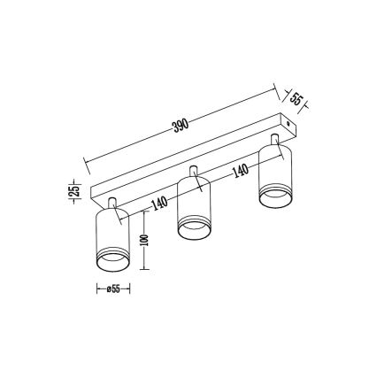 Foco orientable PIPE 3xGU10/10W/230V negro